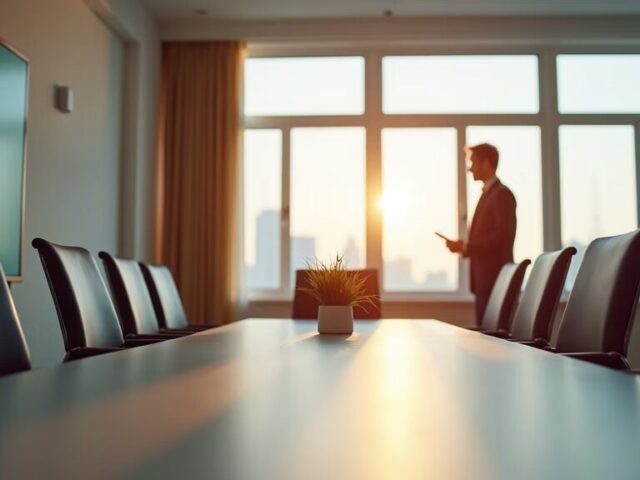 Sala preparada para palestra de saúde mental em empresa
